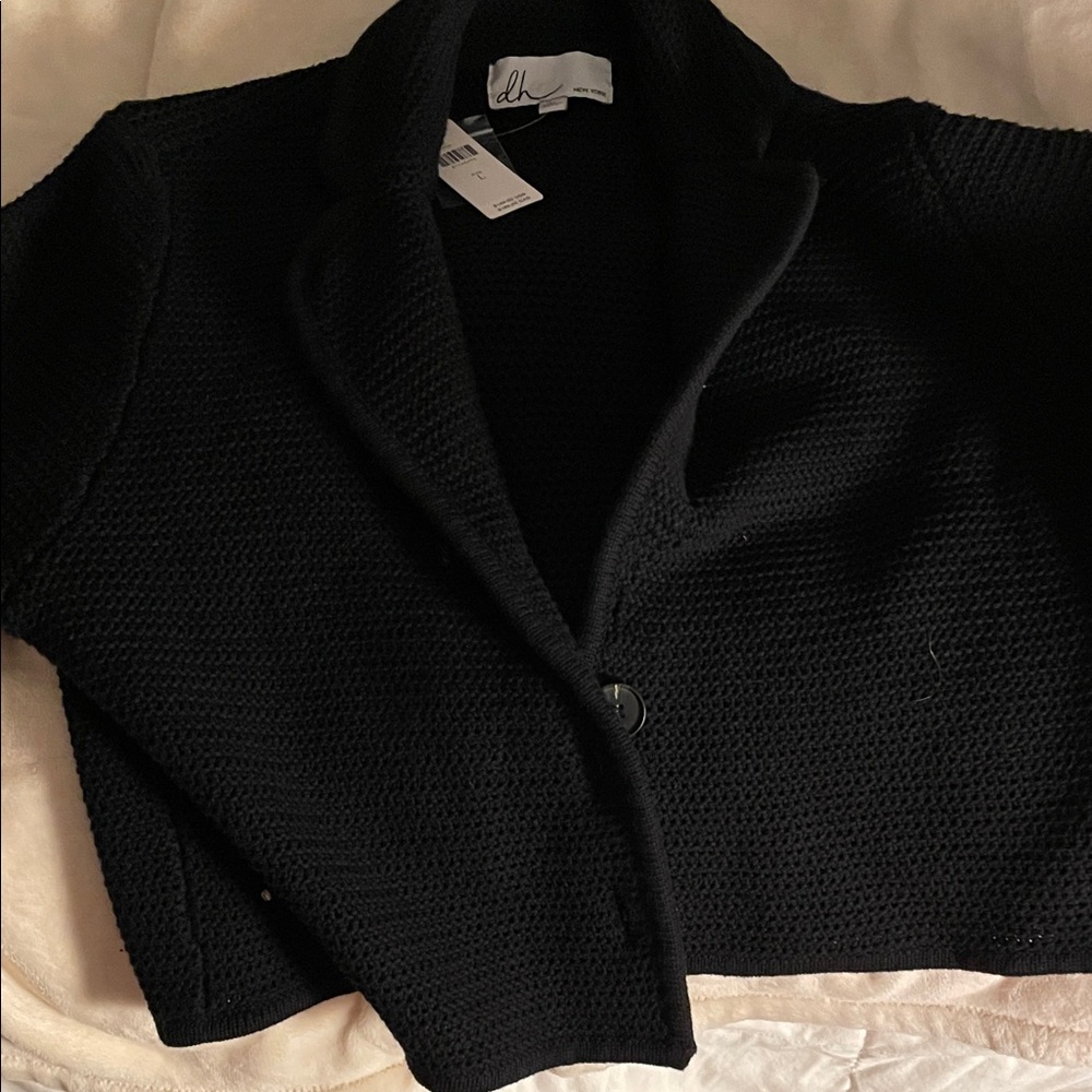 dh NEW YORK Anthro Black Crop Cotton Cardigan